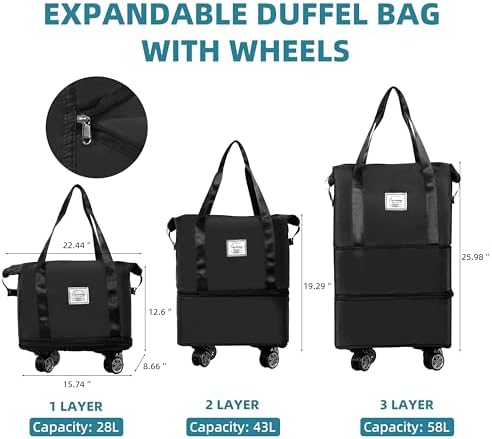 Black Rolling Duffel Bag